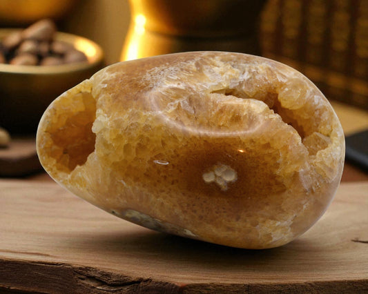 Honey-Colored Quartz Crystal Lined Egg