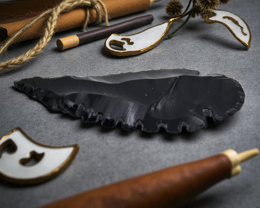 Hand-Carved Black Obsidian Totem