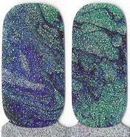 Naughty & Nice Nail Wraps, Real Gel Nail Polish Stickers - Blue Wave Sparkle