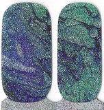 Naughty & Nice Nail Wraps, Real Gel Nail Polish Stickers - Blue Wave Sparkle