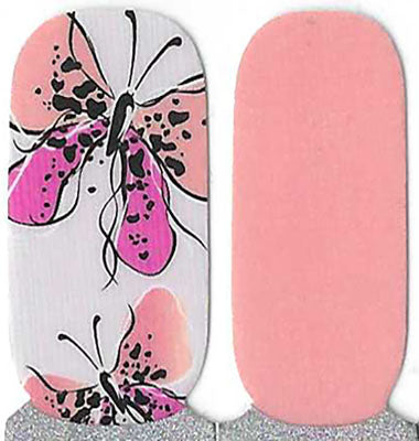 Naughty & Nice Nail Wraps, Real Gel Nail Polish Stickers - Bubblegum Butterflies