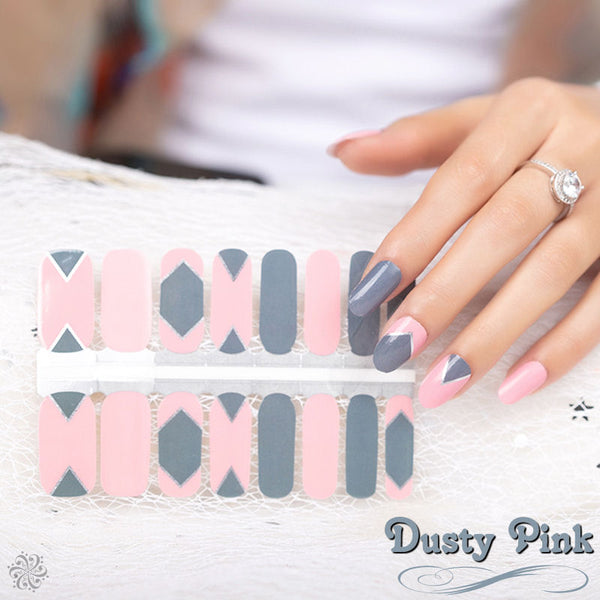 Naughty & Nice Nail Wraps, Real Gel Nail Polish Stickers - Dusty Pink
