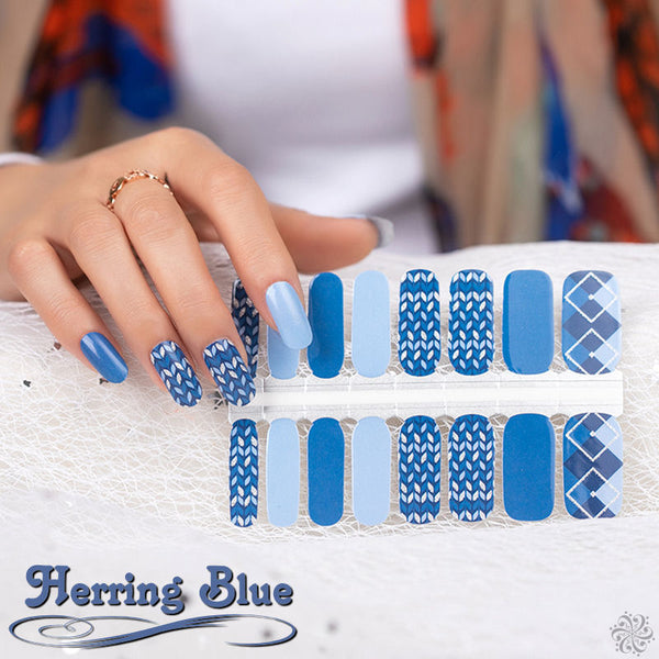 Naughty & Nice Nail Wraps, Real Gel Nail Polish Stickers - Herring Blue