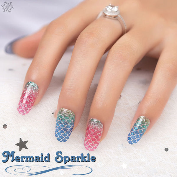 Naughty & Nice Nail Wraps, Real Gel Nail Polish Stickers - Mermaid Sparkle