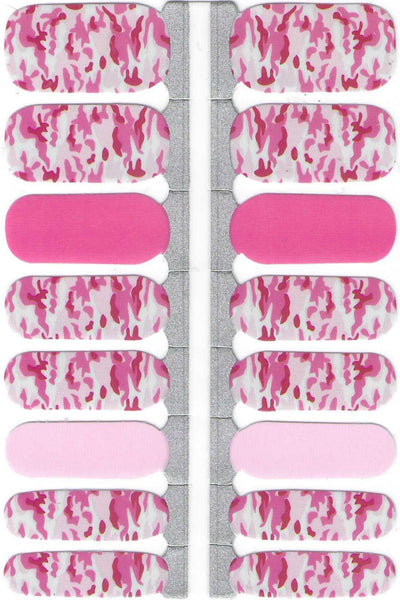 Naughty & Nice Nail Wraps, Real Gel Nail Polish Stickers - Pink Camouflage