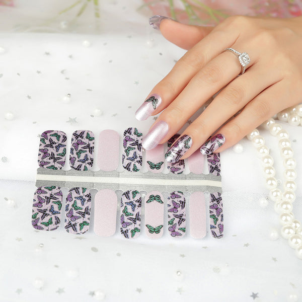Naughty & Nice Nail Wraps, Real Gel Nail Polish Stickers - Purple Flutter