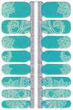 Naughty & Nice Nail Wraps, Real Gel Nail Polish Stickers - Teal Lace